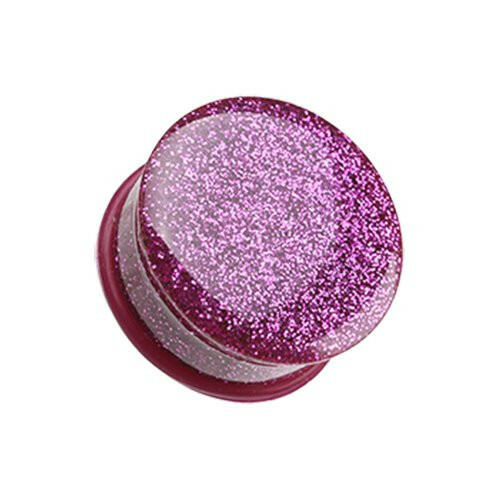 Glitter Shimmer Single Flared Ear Gauge Plug Earrings Plug Earrings Impulse Piercings 2 GA (6.5mm) Magenta