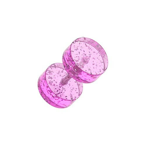 Glitter Shimmer UV Acrylic Fake Plug Earrings Fake Plug Earrings Impulse Piercings 16 gauge(1.2mm) Purple