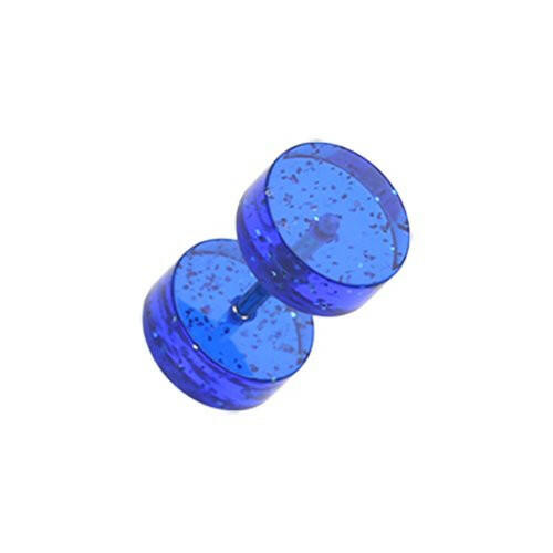 Glitter Shimmer UV Acrylic Fake Plug Earrings Fake Plug Earrings Impulse Piercings 16 gauge(1.2mm) Blue