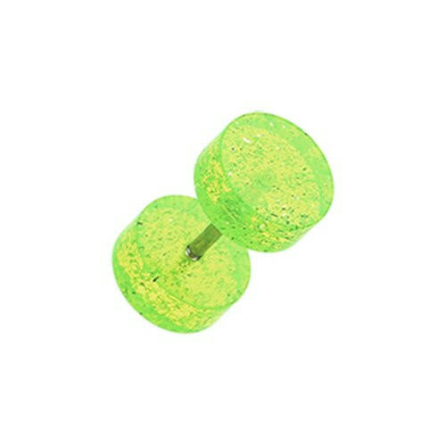 Glitter Shimmer UV Acrylic Fake Plug Earrings Fake Plug Earrings Impulse Piercings 16 gauge(1.2mm) Green