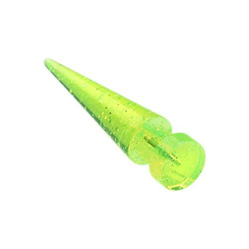 Glitter Shimmer UV Acrylic Fake Taper Fake Plug Earrings Impulse Piercings 1/4" (6mm) 18 GA (1mm) Green