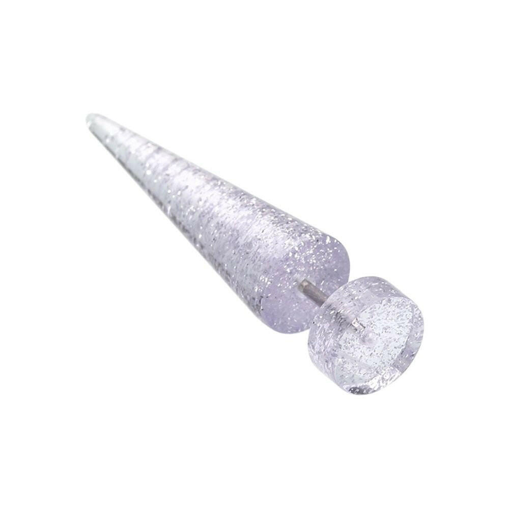 Glitter Shimmer UV Acrylic Fake Taper Fake Plug Earrings Impulse Piercings 1/4" (6mm) 18 GA (1mm) Light Purple