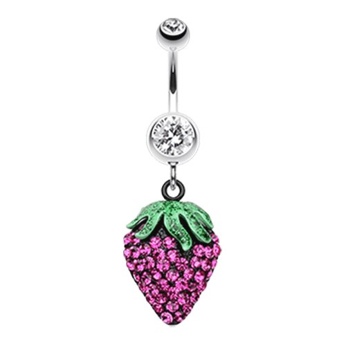 Glitter Sparkle Strawberry Belly Button Ring Navel Ring Impulse Piercings