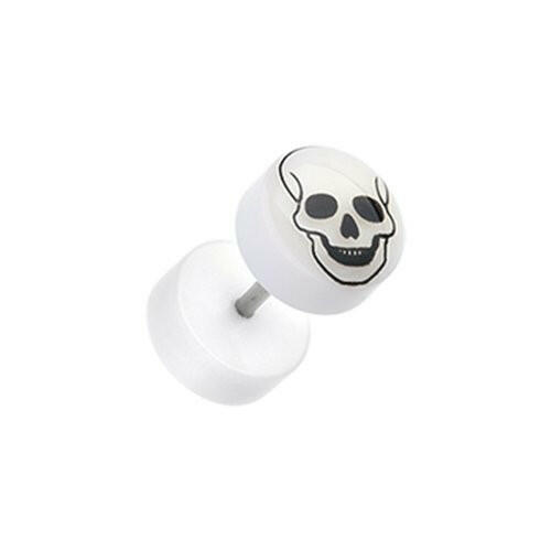 Glow in the Dark Death Skull Acrylic Fake Plug Earrings Fake Plug Earrings Impulse Piercings 16 GA (1.2mm)