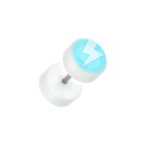 Glow in the Dark Electro Lightning Acrylic Fake Plug Earrings Fake Plug Earrings Impulse Piercings 16 gauge(1.2mm)