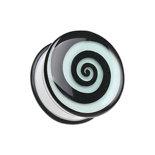 Glow in the Dark Hypnotic Swirl Single Flared Ear Gauge Plug Earrings Plug Earrings Impulse Piercings 2 GA (6.5mm)