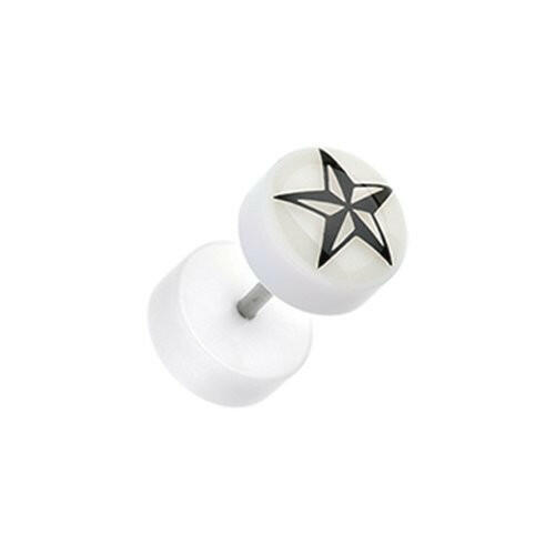 Glow in the Dark Nautical Star Acrylic Fake Plug Earrings Fake Plug Earrings Impulse Piercings 16 GA (1.2mm)