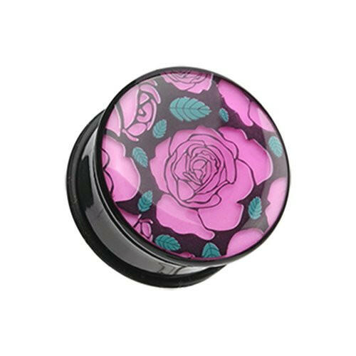 Glow in the Dark Romantic Roses Single Flared Ear Gauge Plug Earrings Plug Earrings Impulse Piercings 2 GA (6.5mm)