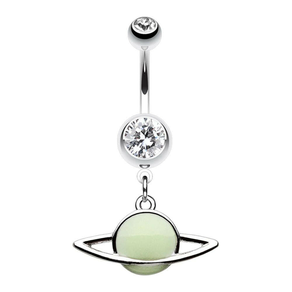 Glow in the Dark Saturn Ring Planet Belly Button Ring Navel Ring Impulse Piercings