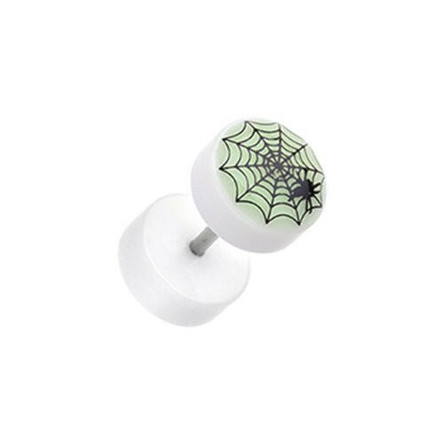 Glow in the Dark Spider Web Acrylic Fake Plug Earrings Fake Plug Earrings Impulse Piercings 16 GA (1.2mm)