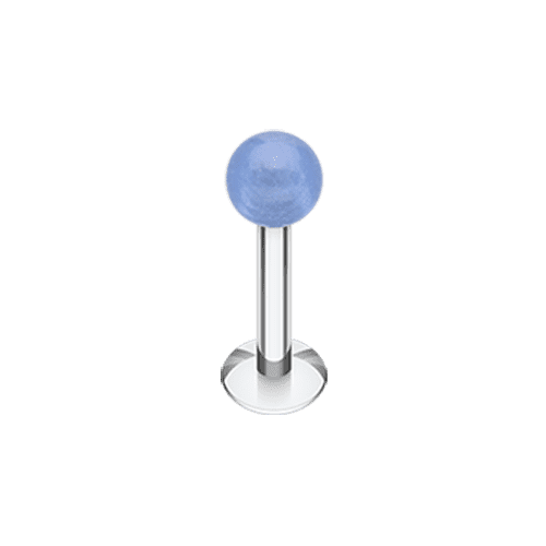 Glow in the Dark UV Acrylic Ball Top Labret Labret Impulse Piercings 16 GA (1.2mm) 1/8" (3mm) Light Blue