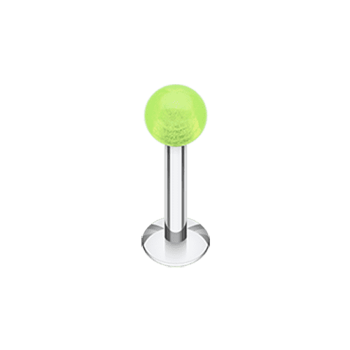 Glow in the Dark UV Acrylic Ball Top Labret Labret Impulse Piercings 16 GA (1.2mm) 1/8" (3mm) Light Green