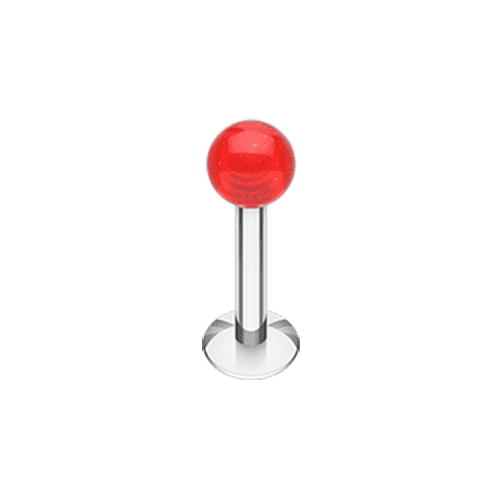 Glow in the Dark UV Acrylic Ball Top Labret Labret Impulse Piercings 16 GA (1.2mm) 1/8" (3mm) Red