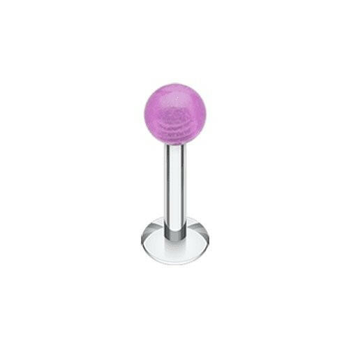 Glow in the Dark UV Acrylic Ball Top Labret Labret Impulse Piercings 16 GA (1.2mm) 1/8" (3mm) Purple