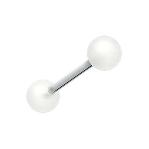 Glow in the Dark UV Acrylic Barbell Tongue Ring Barbell Impulse Piercings White