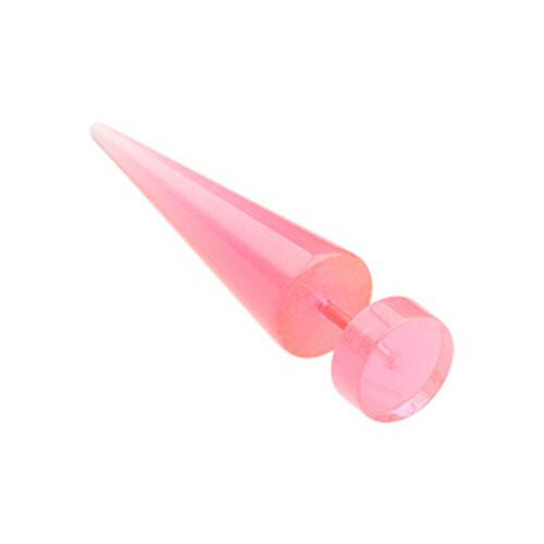 Glow in the Dark UV Acrylic Fake Taper Fake Plug Earrings Impulse Piercings 1/4" (6mm) 18 gauge(1mm) Pink