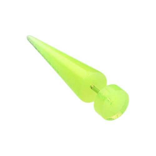 Glow in the Dark UV Acrylic Fake Taper Fake Plug Earrings Impulse Piercings 1/4" (6mm) 18 gauge(1mm) Green