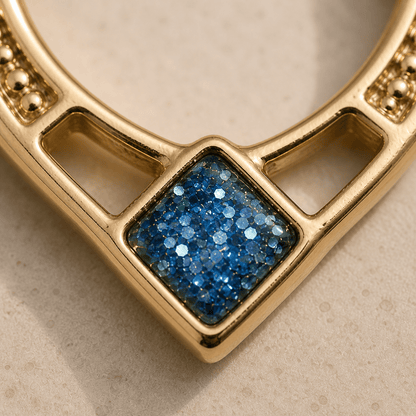 Gold Blue Rhombus Septum Clicker Ring 16G Hinged Nose Ring Epoxy Geometric Jewelry - Skin Metals