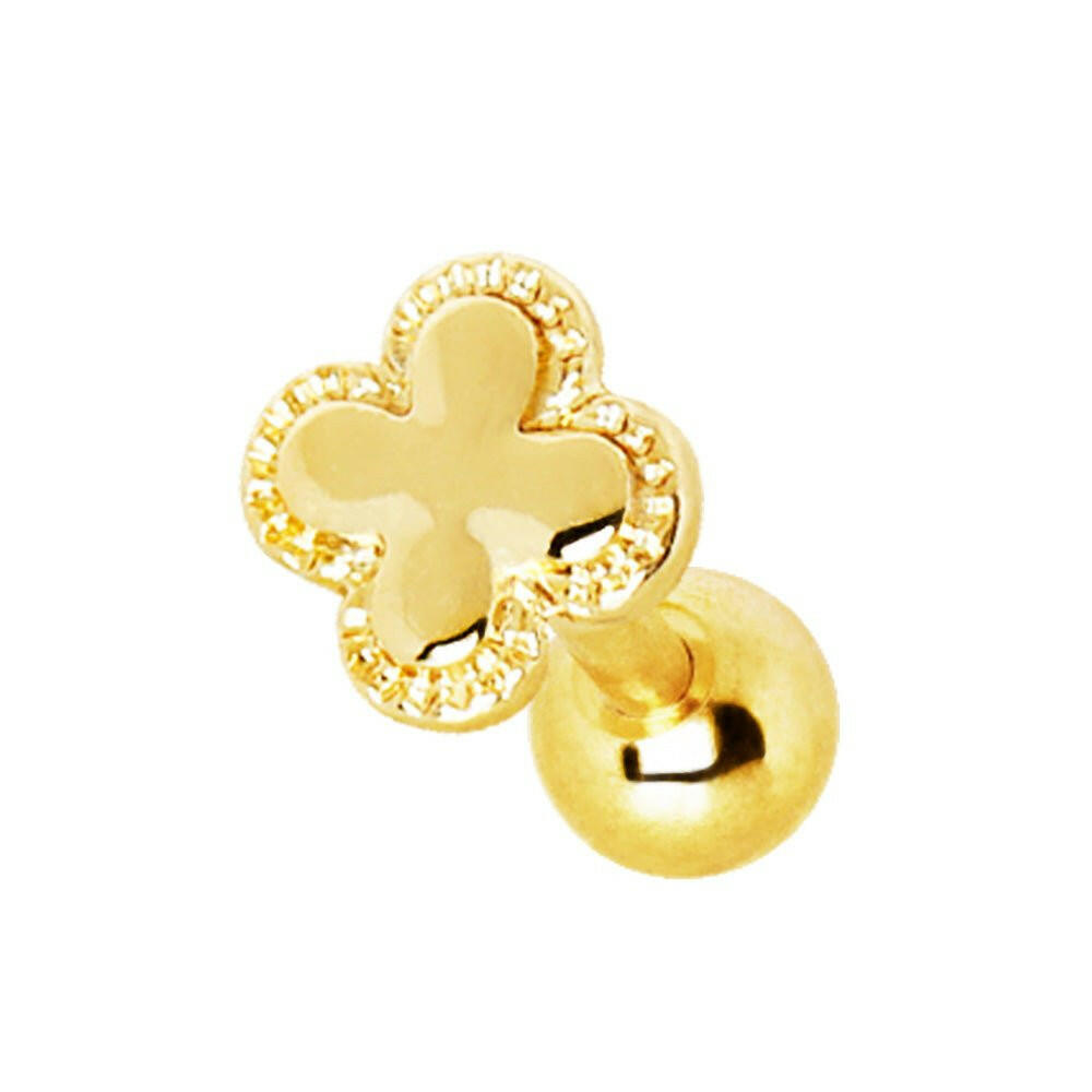 Gold Clover Cartilage Earring Cartilage Earring Impulse Piercings 16 gaugeLength: 1/4"