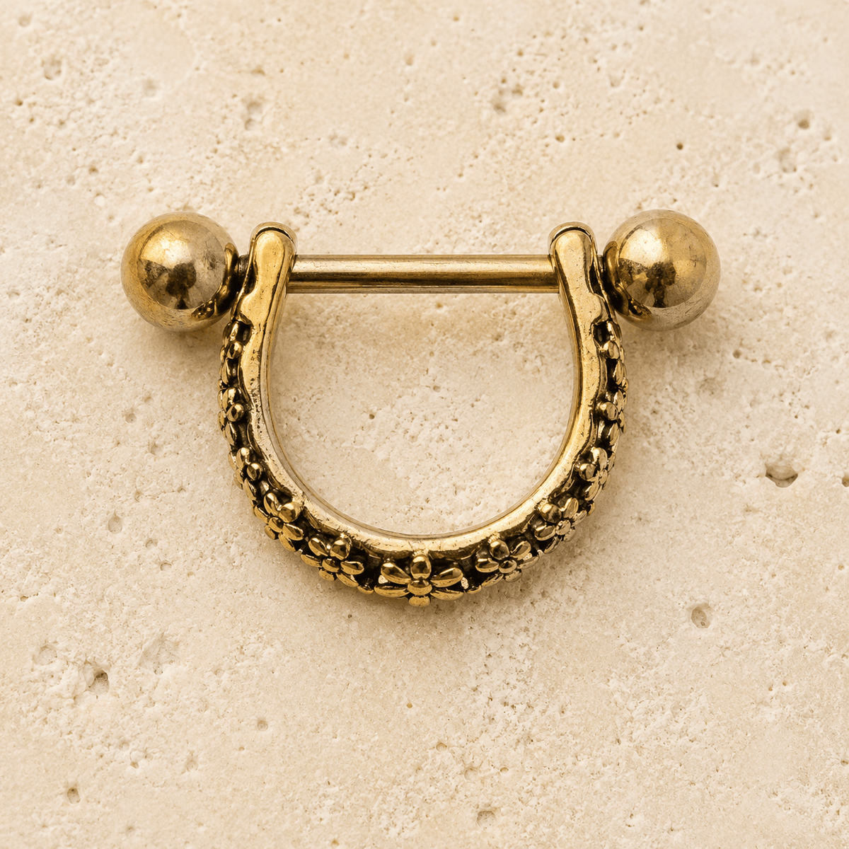 Gold Daisy Ear Cuff Cartilage Earring 16G Mirror