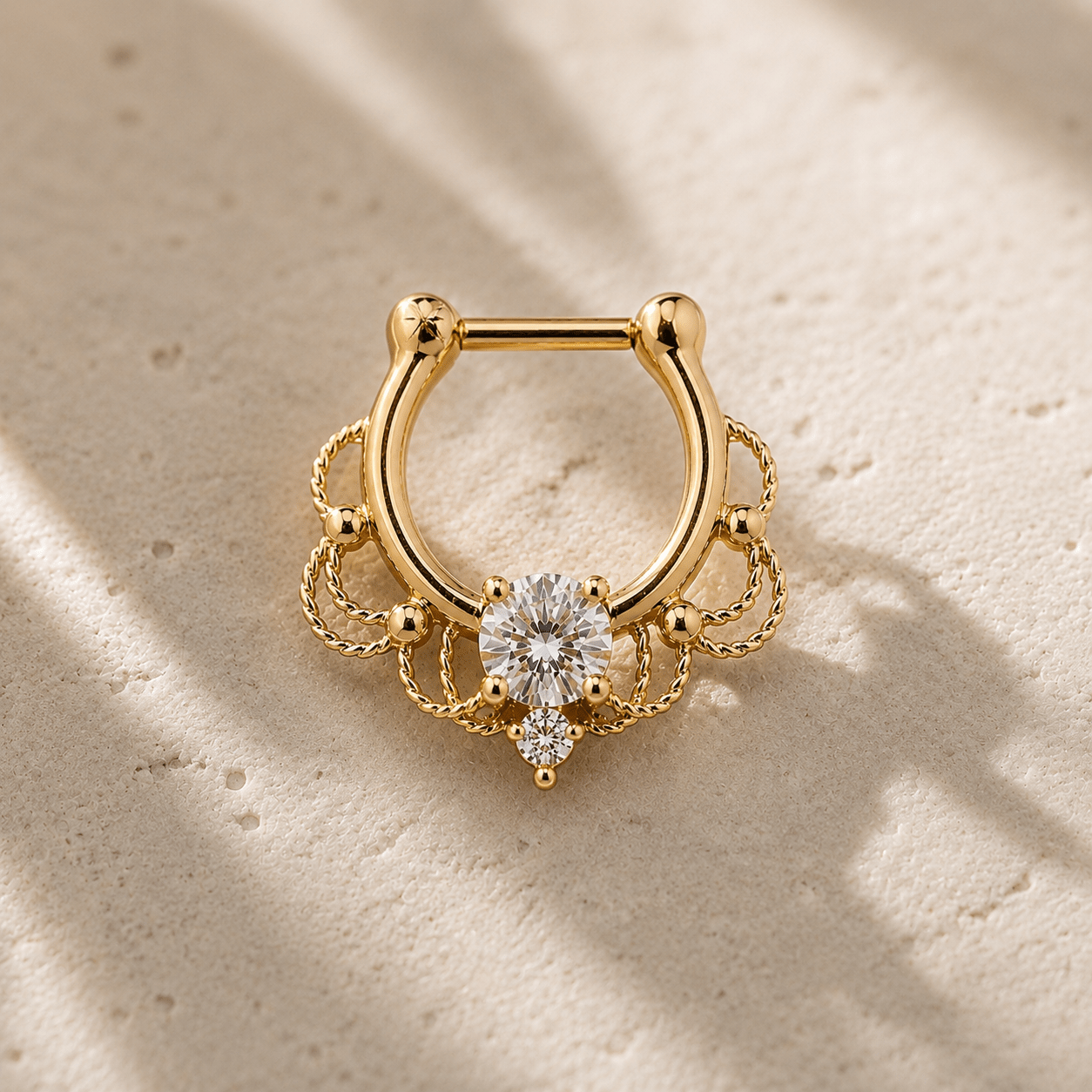 Gold Plated Stainless Steel Made For Royalty Ornate Septum Clicker - Skin Metals