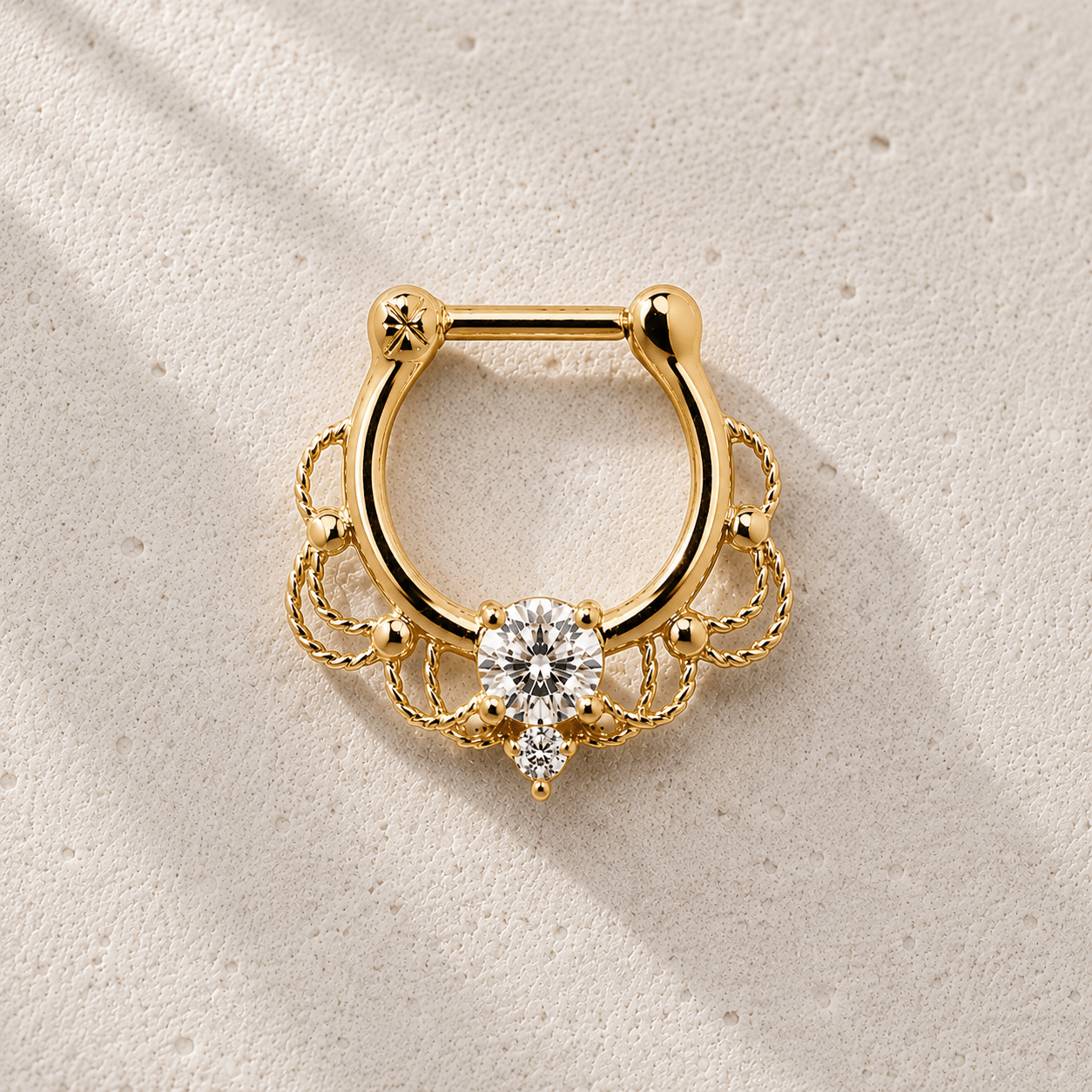 Gold Plated Stainless Steel Made For Royalty Ornate Septum Clicker - Skin Metals