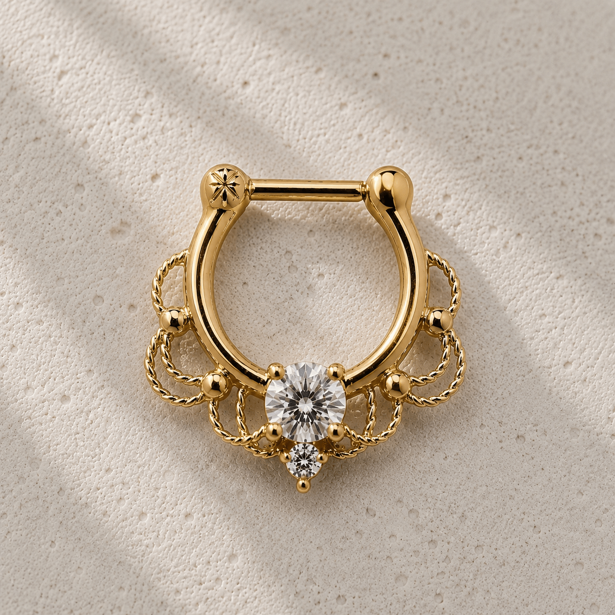 Gold Plated Stainless Steel Made For Royalty Ornate Septum Clicker - Skin Metals