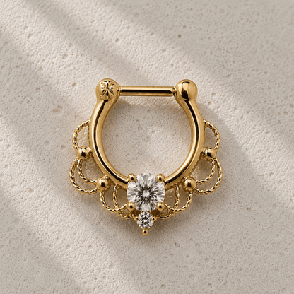Gold Plated Stainless Steel Made For Royalty Ornate Septum Clicker - Skin Metals