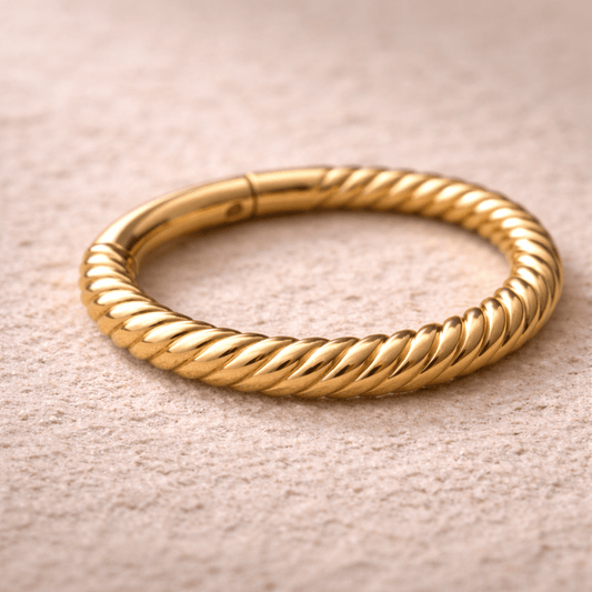 Gold Plated 316L Stainless Steel Rope Design Clicker Ring Captive Bead Skin Metals