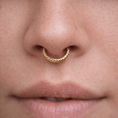 Gold Plated 316L Stainless Steel Rope Design Clicker Ring Captive Bead Skin Metals