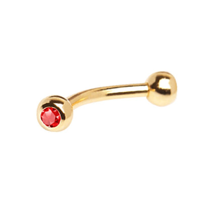 Gold Plated 316L Surgical Steel Eyebrow Ring with Gemmed Balls