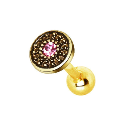 Gold Plated Antique Tribal Shield Cartilage Earring