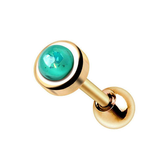 Gold Plated Aqua Synthetic Opal Cartilage Earring Cartilage Earring Impulse Piercings