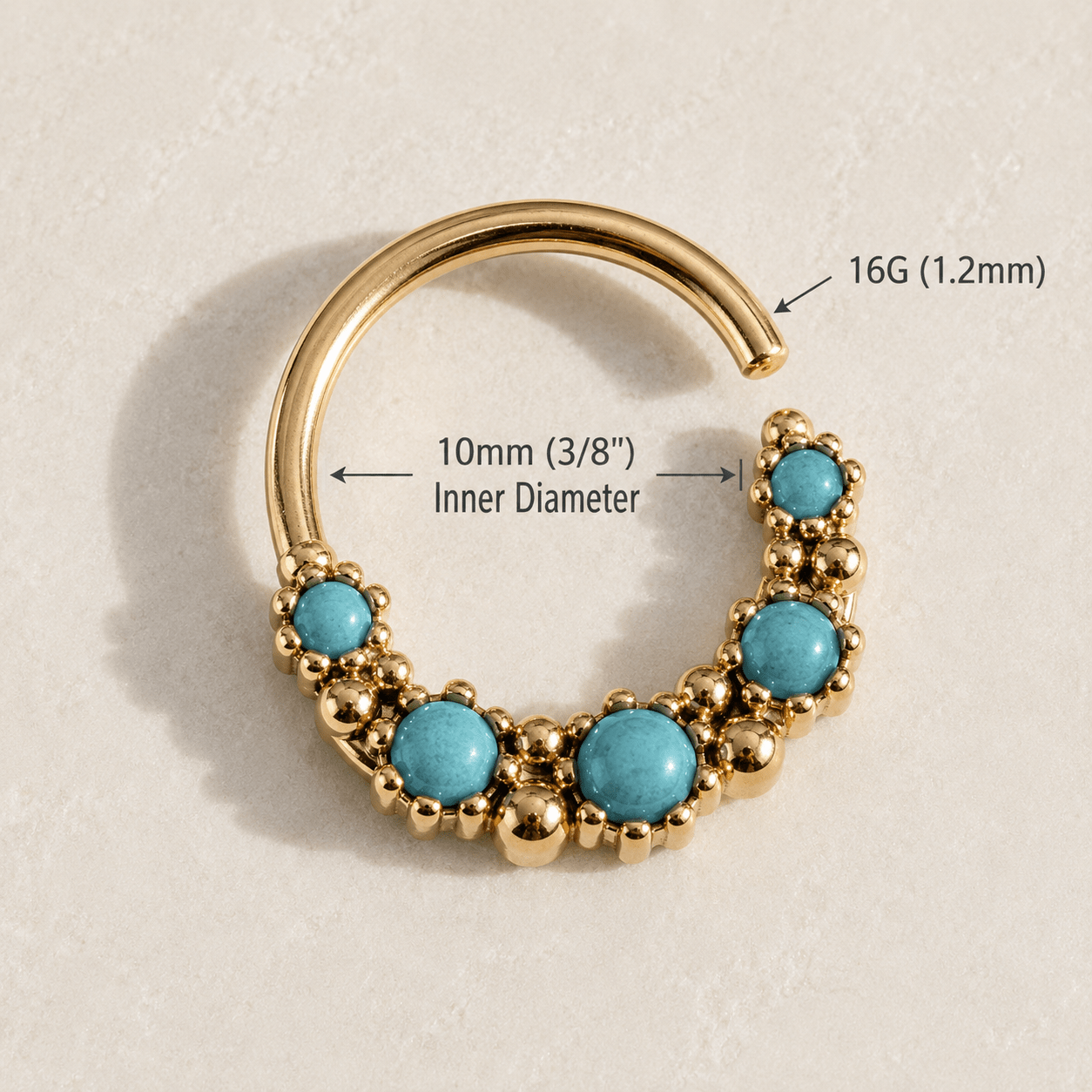 Gold Plated Aqua Synthetic Opal Seamless Ring - Skin Metals