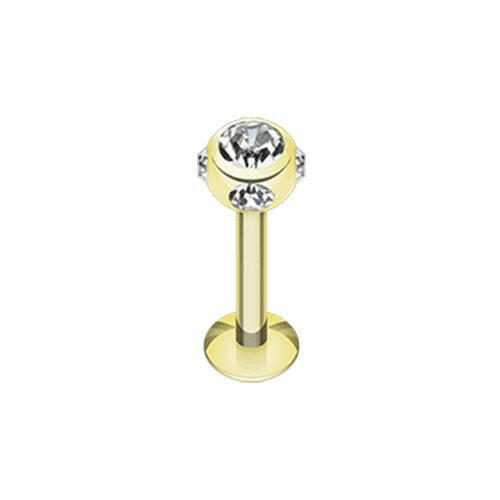 Gold Plated Aurora Gem Ball Steel Labret Labret Impulse Piercings 16 GA (1.2mm) 5/16" (8mm) 1/8" (3mm)