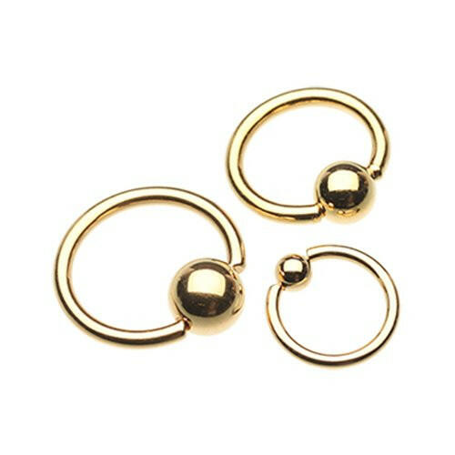 Gold Plated Basic Captive Bead Ring Septum Ring Impulse Piercings 20 GA (0.8mm) 5/16" (8mm) 1/8" (3mm)