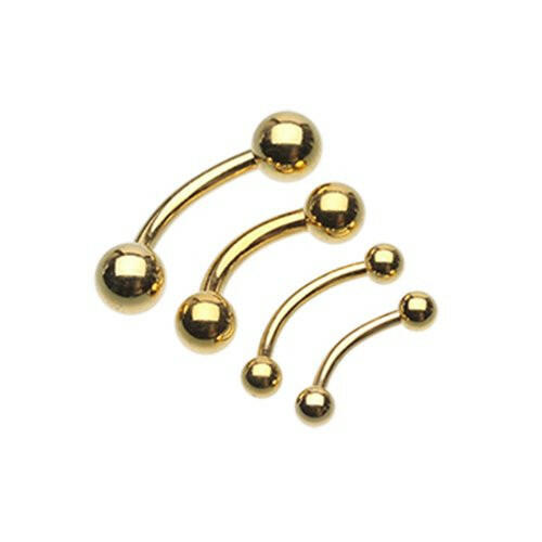 Gold Plated Basic Curved Barbell Ring Curved Barbell Impulse Piercings 16 GA (1.2mm) 1/4" (6mm) 1/8" (3mm)