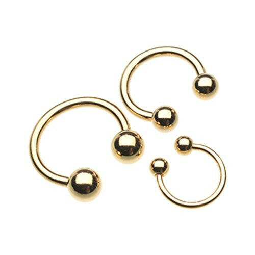 Gold Plated Basic Horseshoe Circular Barbell Septum Ring Impulse Piercings 18 GA (1mm) 5/16" (8mm) 1/8" (3mm)