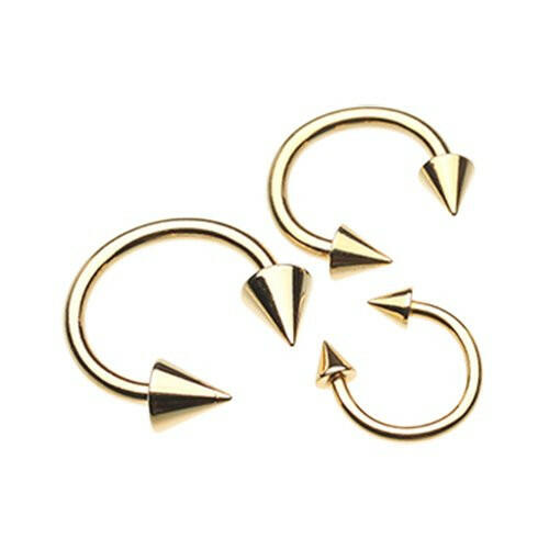 Gold Plated Basic Spike Top Horseshoe Circular Barbell Septum Ring Impulse Piercings 18 GA (1mm) 5/16" (8mm) 1/8" (3mm)