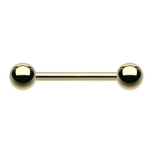 Gold Plated Basic Steel Nipple Barbell 14GA Nipple Ring Impulse Piercings 3/8" (10mm) 5/32" (4mm)