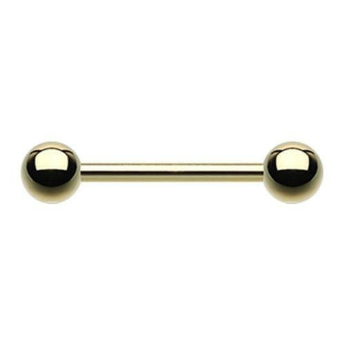 Gold Plated Basic Steel Nipple Barbell 16GA Nipple Ring Impulse Piercings 3/8" (10mm) 1/8" (3mm)