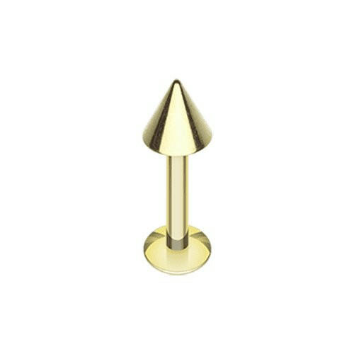 Gold Plated Basic Steel Spike Labret Labret Impulse Piercings 16 GA (1.2mm) 5/16" (8mm) 1/8" (3mm)