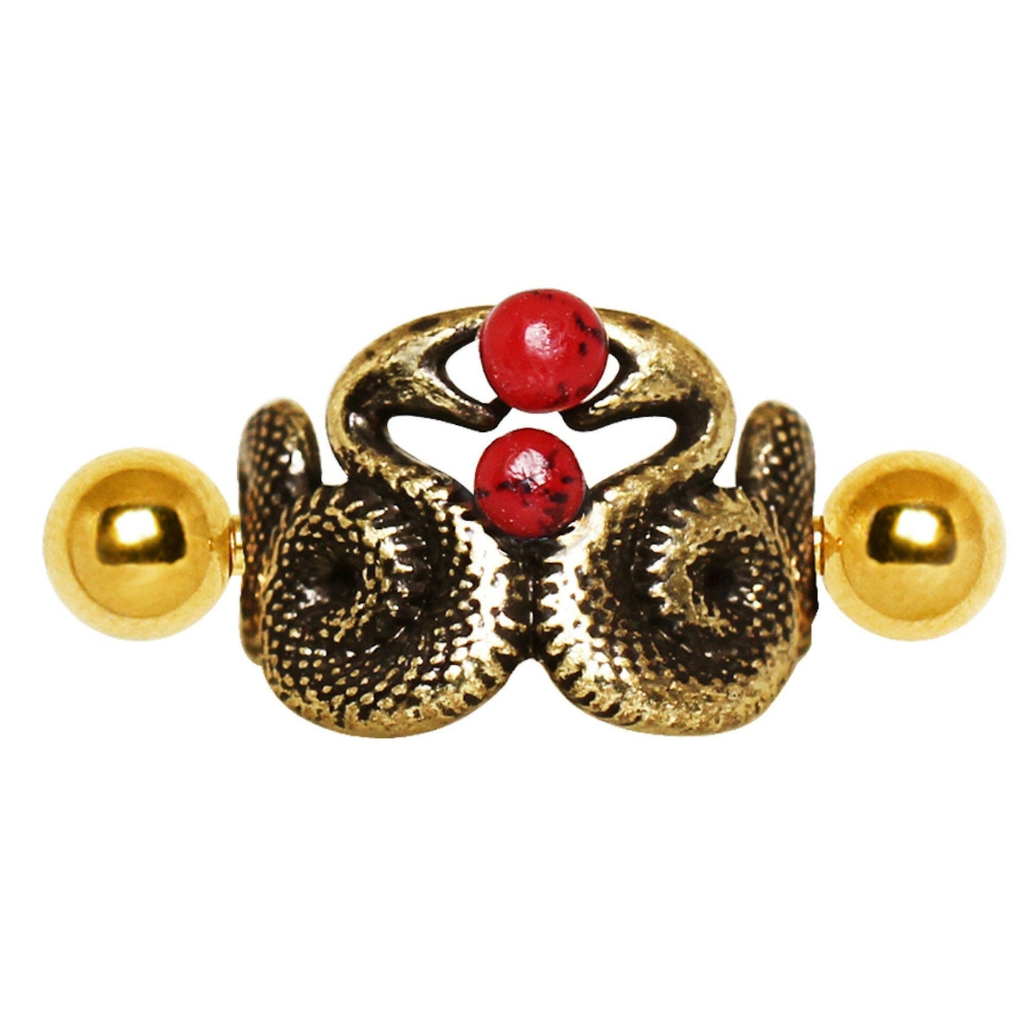 Gold Plated Blood Drop Double Snake Cartilage Cuff Earring Cuff Earring Impulse Piercings 16 gaugeLength: 1/2"