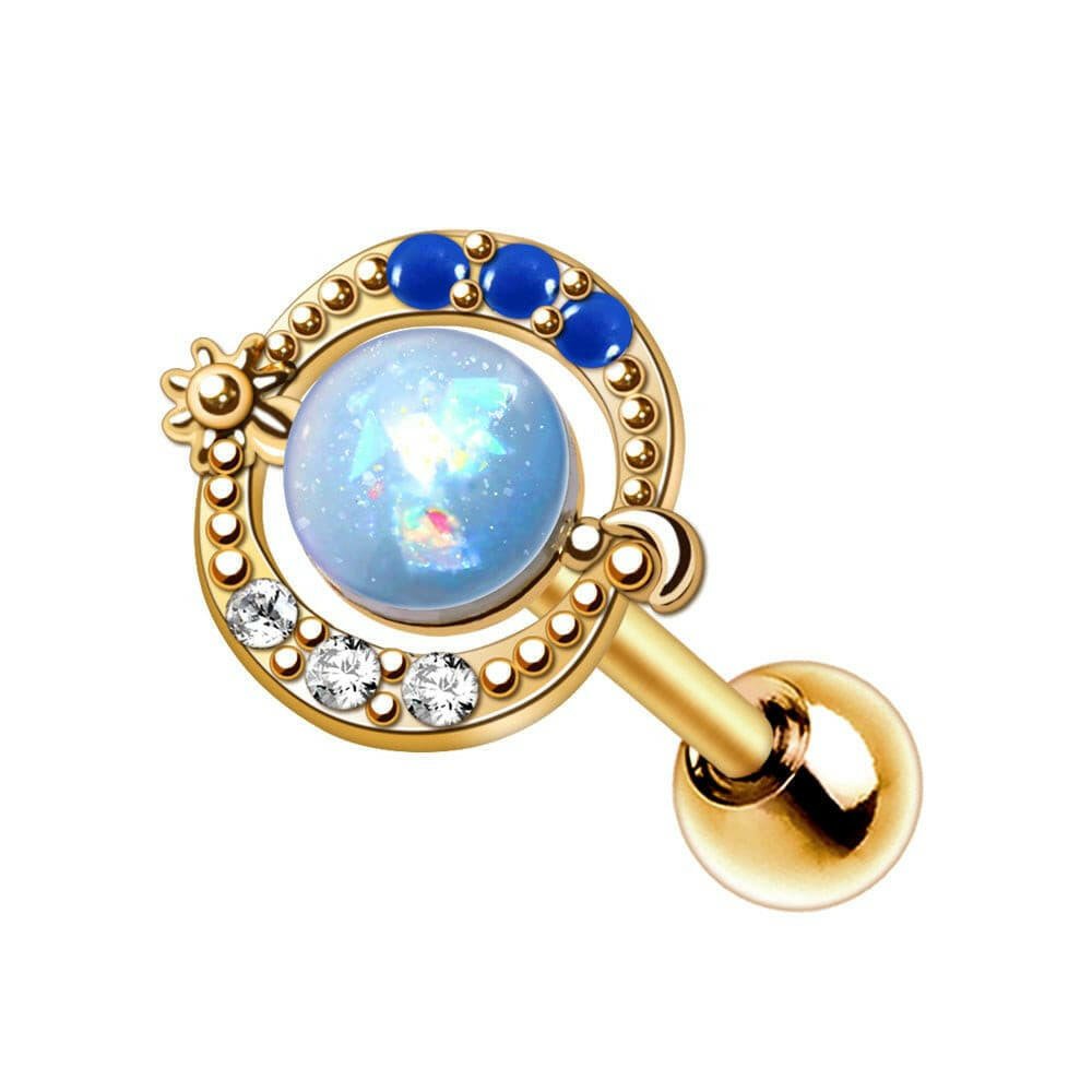 Gold Plated Blue Galaxy Cartilage Earring