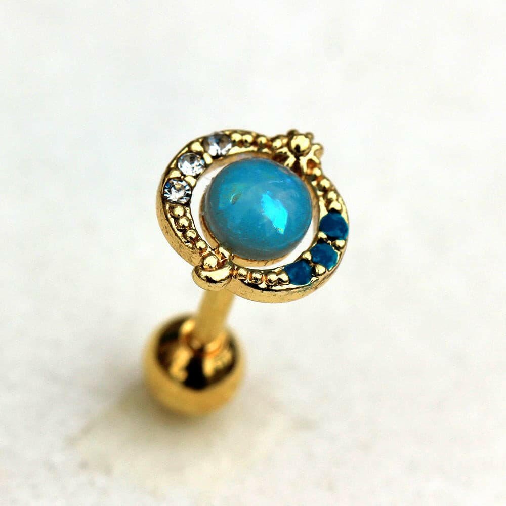 Gold Plated Blue Galaxy Cartilage Earring