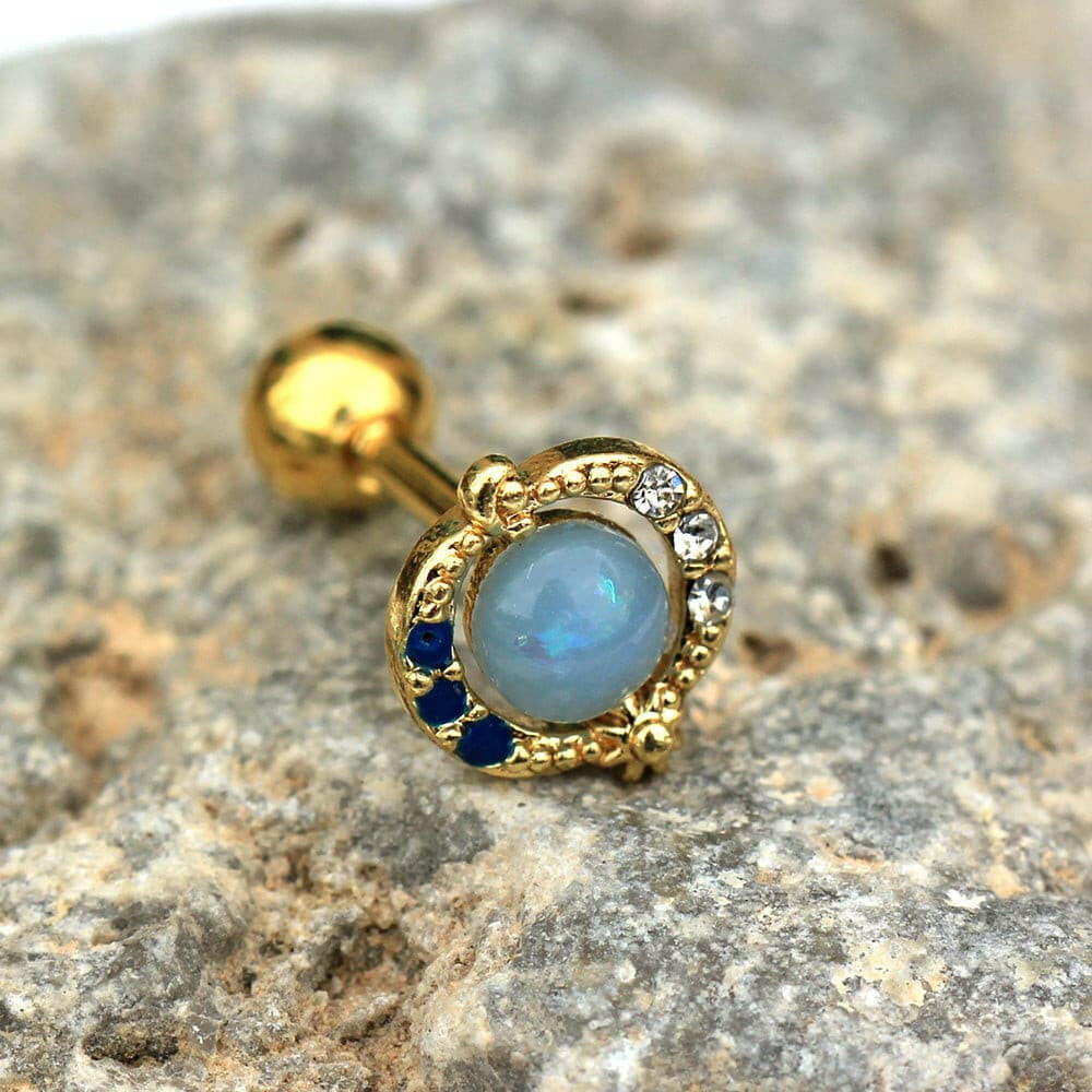 Gold Plated Blue Galaxy Cartilage Earring