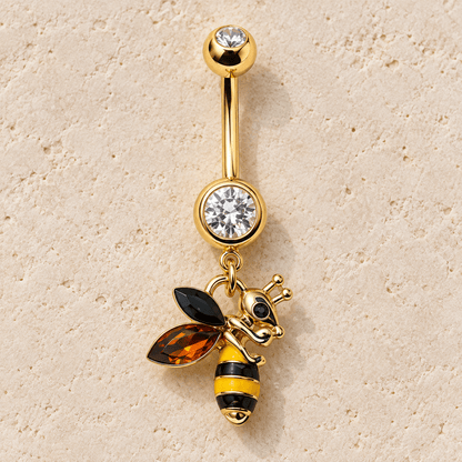 Gold Plated Bumble Bee Dangle Navel Ring - Skin Metals
