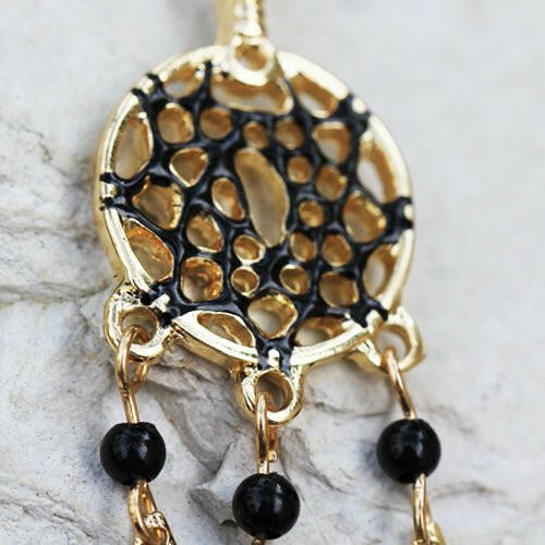 Gold Plated Burnout Dream Catcher Dangle Navel Ring Navel Ring Impulse Piercings