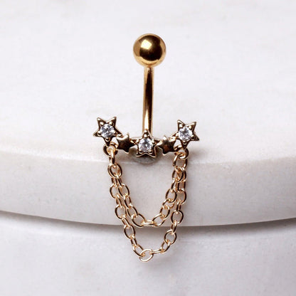 Gold Plated Chained Star Navel Ring Navel Ring Skin Metals