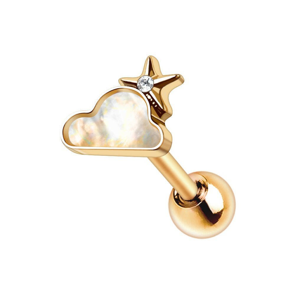 Gold Plated Cloud and Star Cartilage Earring